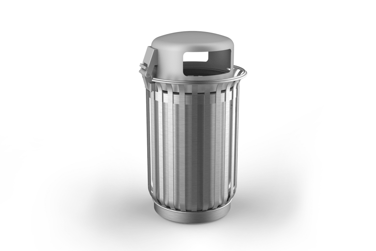 m3 110l litter bin with lid stainless steel