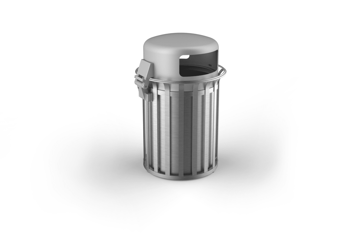 m3 90l litter bin with lid stainless steel