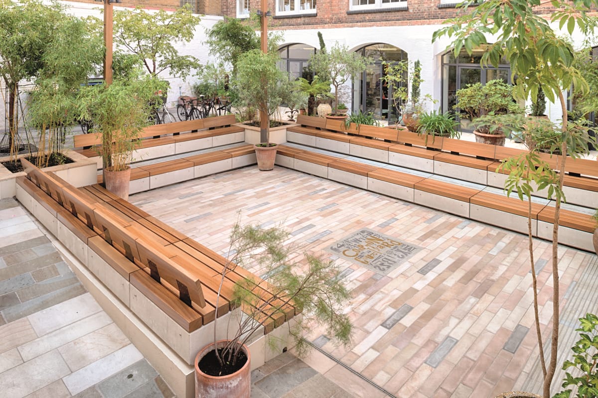 metrolinia seating with stonespar paving - marshalls design space