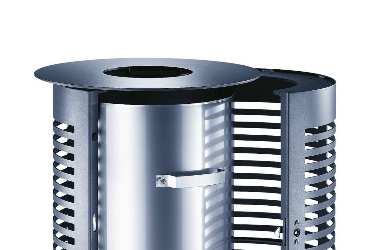 sineu graff contemporary round aperture in top/empty via front steel and stainless steel litter bin