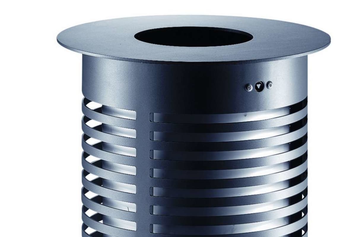 sineu graff contemporary round aperture in top/empty via top steel and stainless steel litter bin