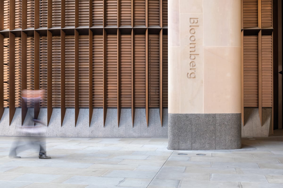 stanton moor facades with artwork - bloomberg hq