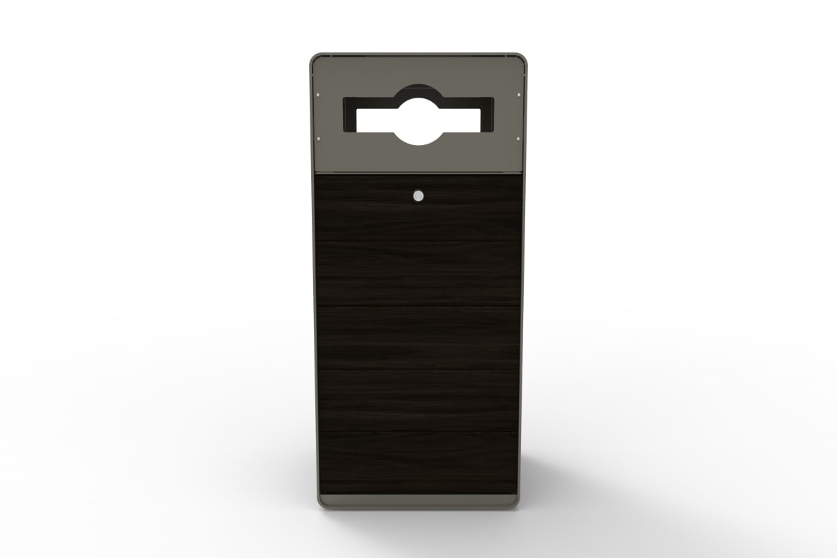 stratic mixed recycle litter bin - front view - onyx and quartz