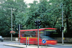 geo multi-functional lighting columns and keep left sign