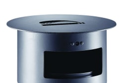 sineu graff contemporary round aperture in top/empty via front steel and stainless steel litter bin