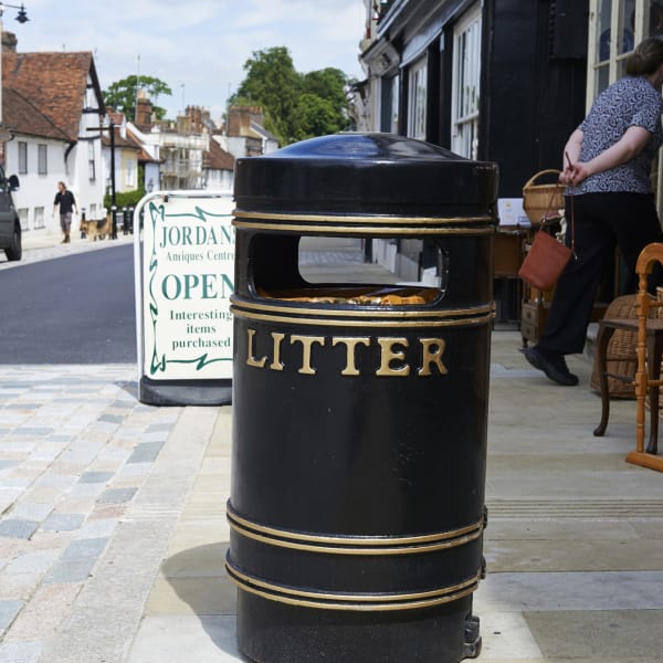 albion round litter bin with twin apperture