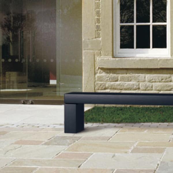 geoform stonelements bench with block legs in natural stone