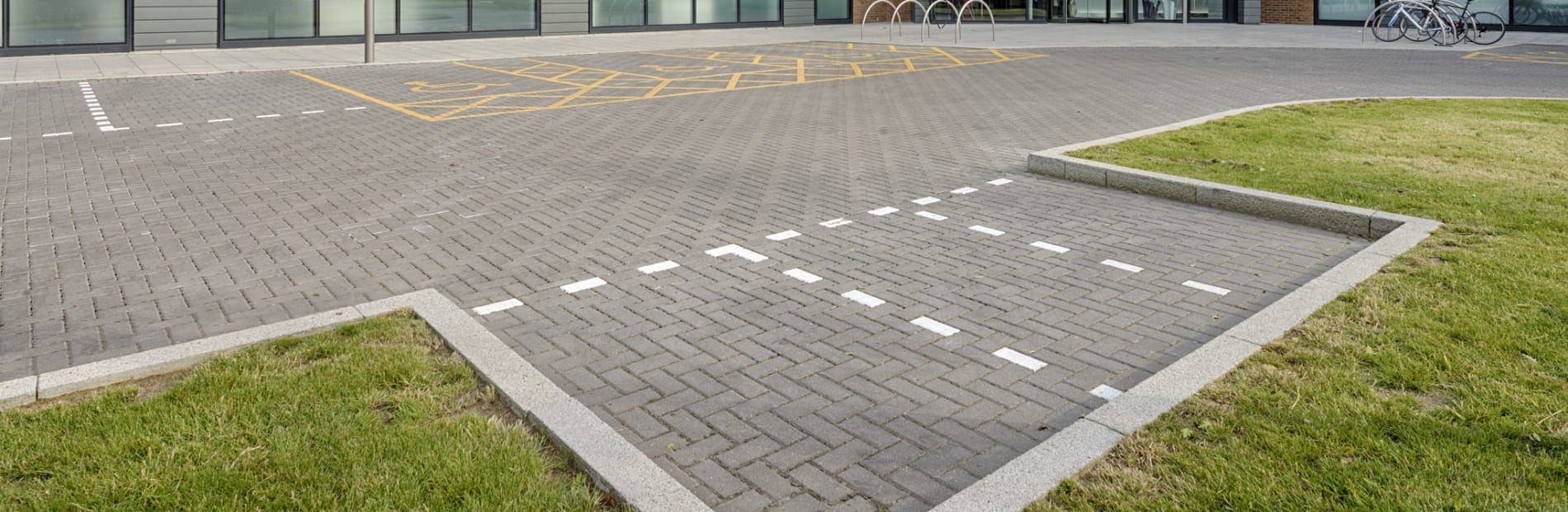 conservation kerb outside a commercial building car park