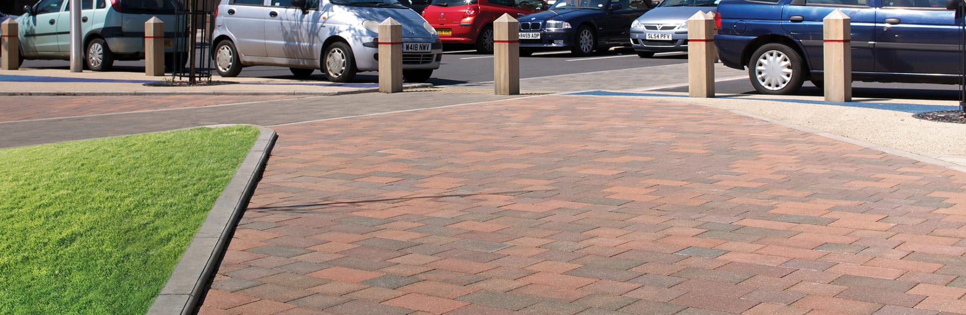 Keyblok red paving outside car park