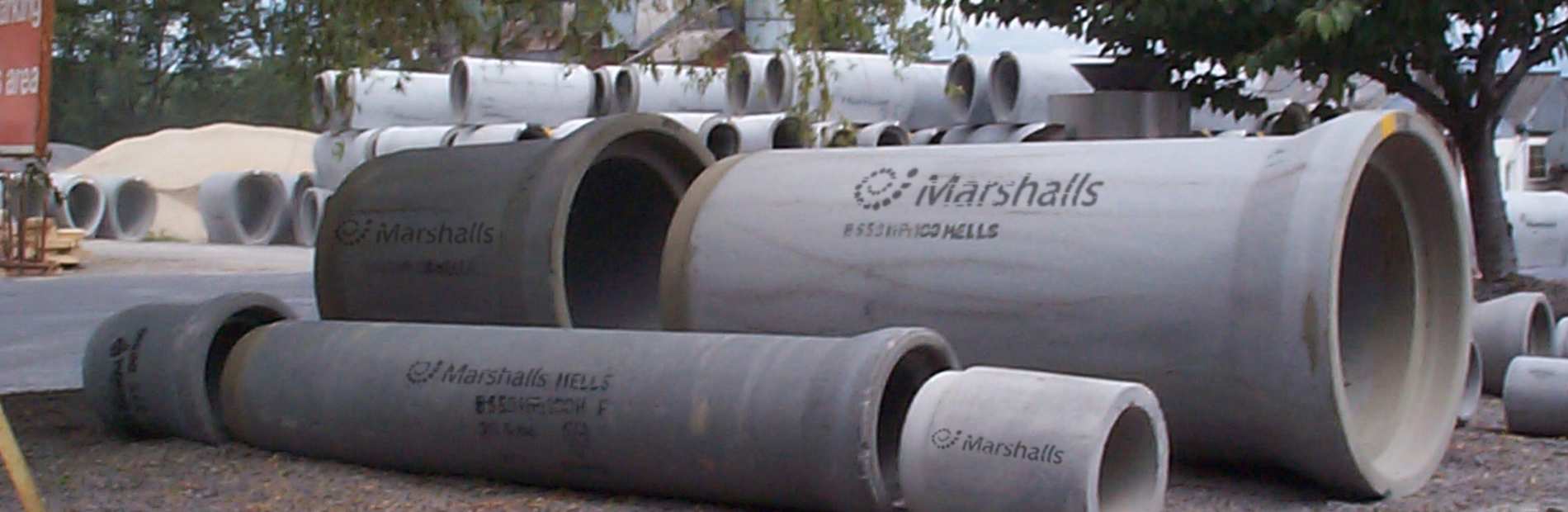 A variety of concrete pipe fittings