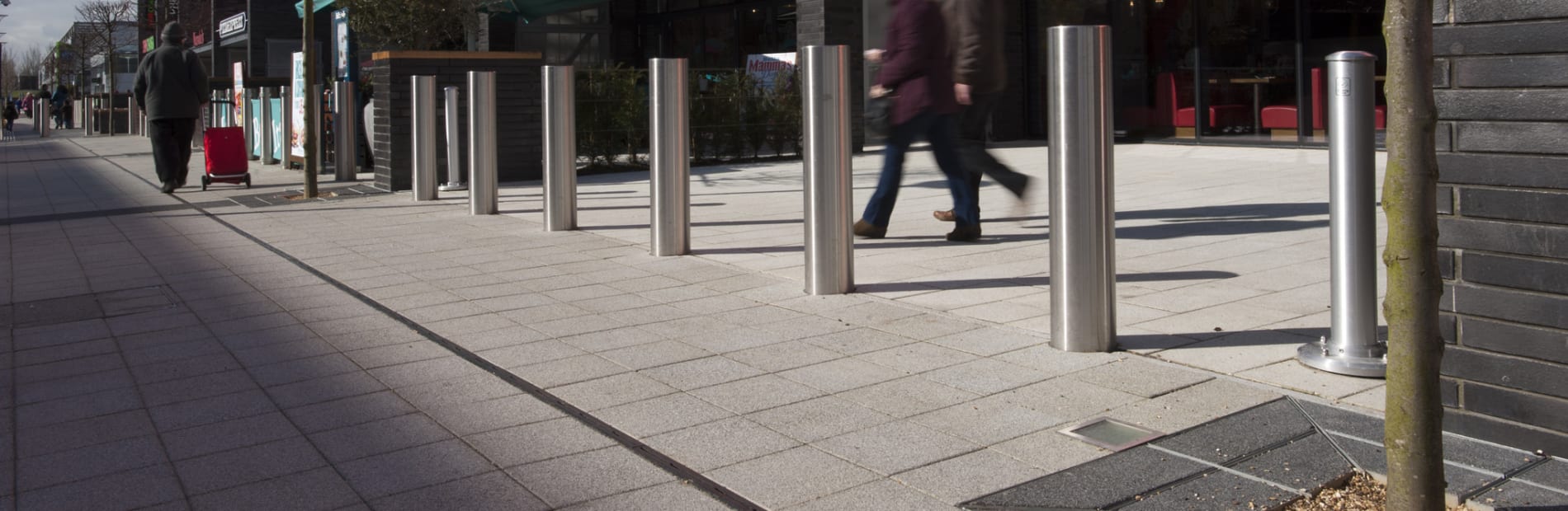 rhinoguard bollards in a retail park