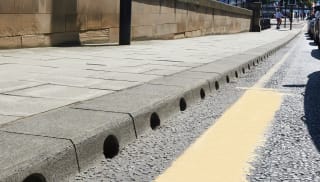 Combined kerb and drainage on the side of a road