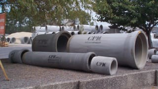 A variety of concrete pipe fittings