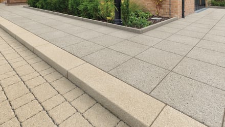 Conservation X Kerb in Cream with Conservation X Priora Block and Conservation X Paving