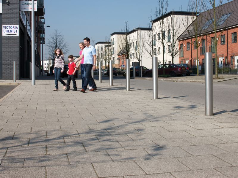 Family walking across neighbourhood