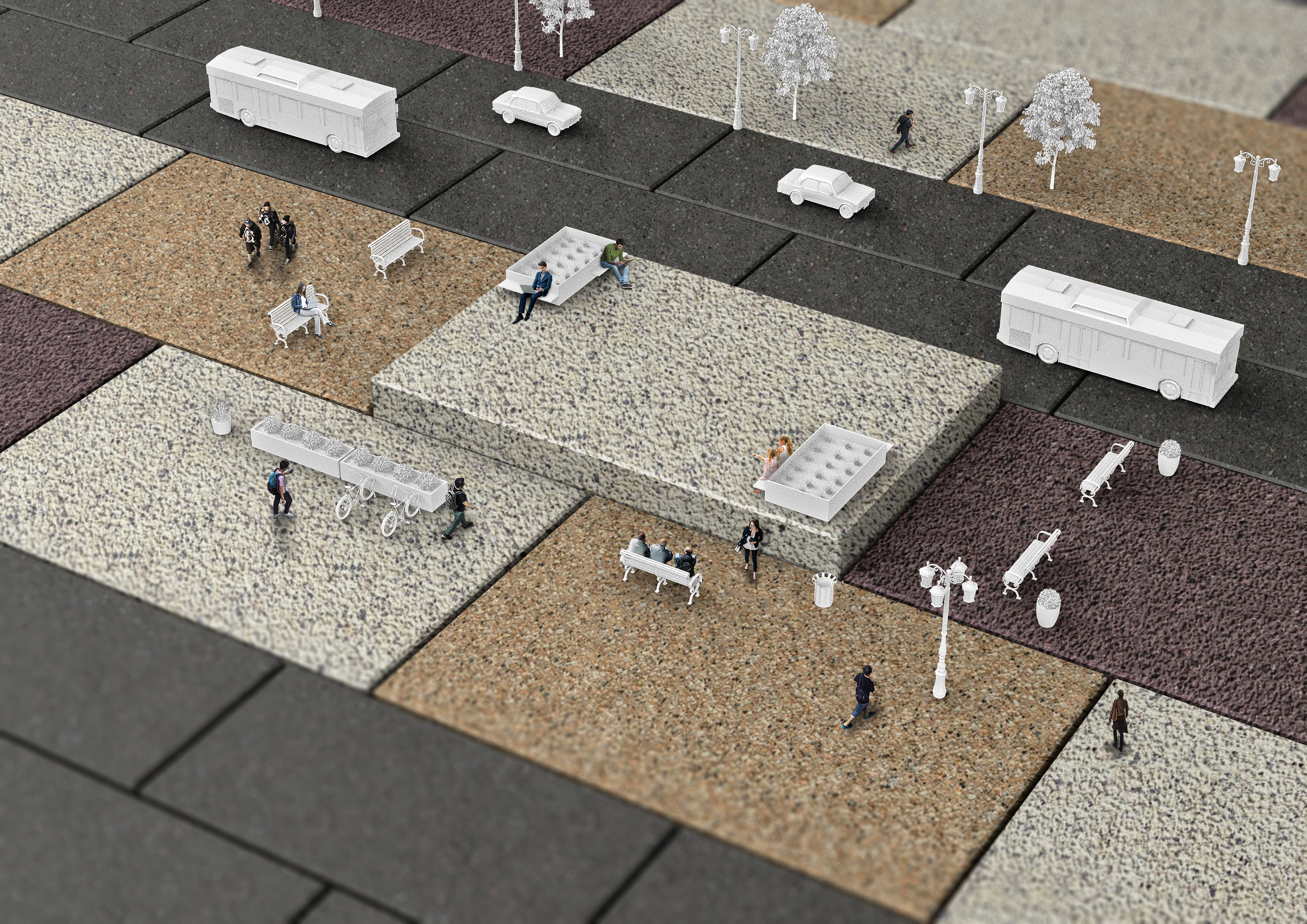 Modal paving is ideal for use in multi-functional public spaces