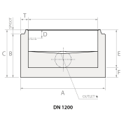 concrete manhole diagram showing dimensions of a 1200mm sealed manhole