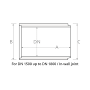 Concrete Pipe Diagram showing points of measure for concrete pipe diameters 1500 to 1800