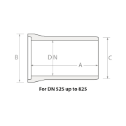 Concrete Pipe Diagram showing points of measure for concrete pipe diameters 525 to 825